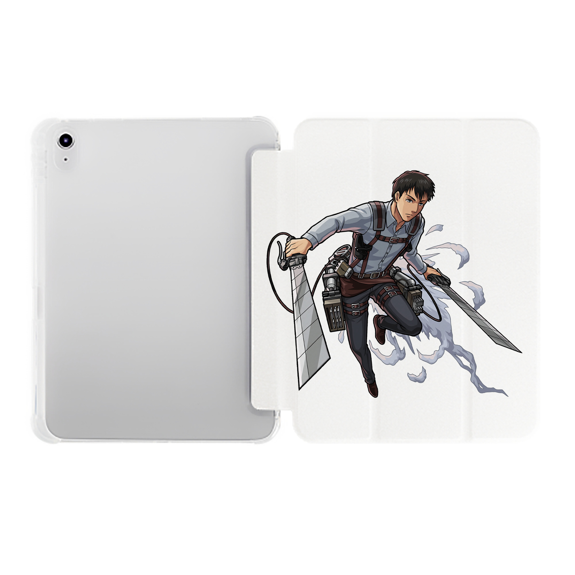 （画像用） 進撃の巨人 ベルトルト・フーバー Attack on Titan Bertholdt Hoover IPad ケース ペン収納付き 三つ折りスタンド PUレザー×シリコン 対応機種9.5/10.5/10.9インチ